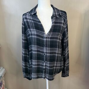 Plaid Black and Gray Women's Top